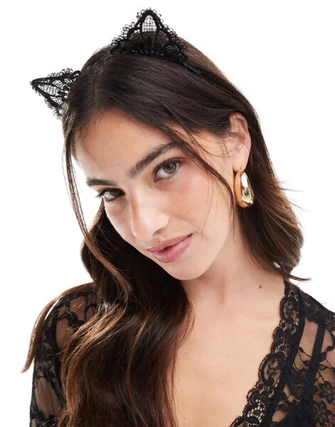 Pieces Halloween lace ear headband in black