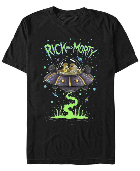 Men's Rick and Morty Spaceship Takeoff Short Sleeve T-shirt