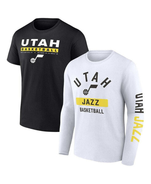 Men's Black, White Utah Jazz Two-Pack Just Net T-shirt Combo Set