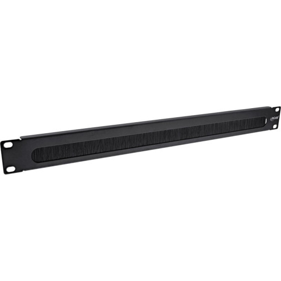 InLine 19" Cable entry plate with brush - 1U - RAL 9005 black