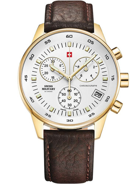 Мужские наручные часы с коричневым кожаным ремешком  Swiss Military by Chrono SM30052.05