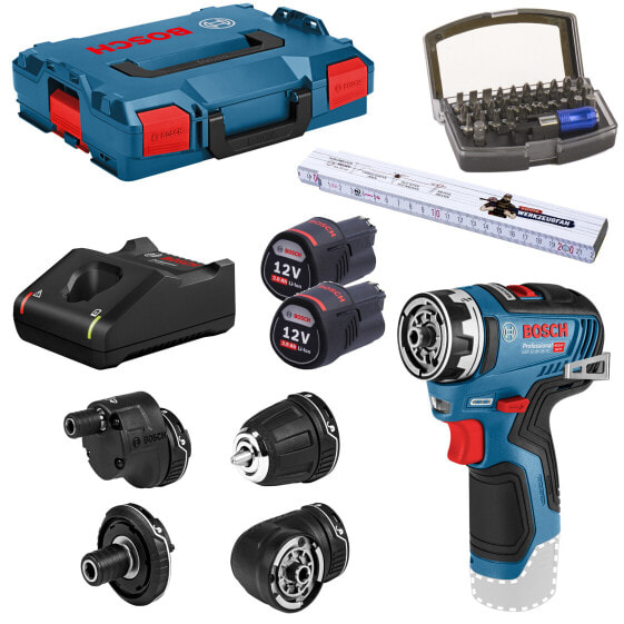 Bosch Akku-Bohrschrauber GSR 12V-35 2x3 Lader L-Boxx + GT Meterstab + GT Bit-Set