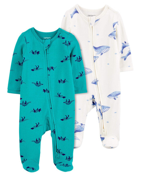 Baby 2-Pack Zip-Up PurelySoft Sleep & Play Pajamas Preemie (Up to 6lbs)