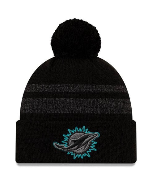 Men's Black Miami Dolphins Dispatch Cuffed Knit Hat With Pom