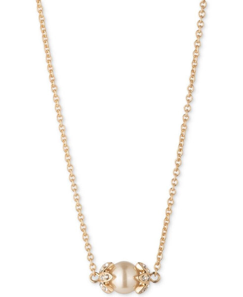 Gold-Tone Imitation Pearl Pendant Necklace, 16" + 3" extender