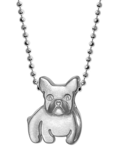 Alex Woo diamond Accent French Bulldog 16" Pendant Necklace in Sterling Silver