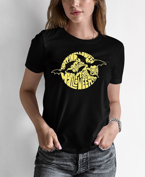 Women's Halloween Bats Word Art T-shirt