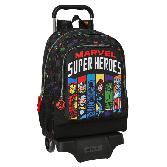 Школьный рюкзак с колесиками The Avengers Super heroes Чёрный (32 x 42 x 14 cm)