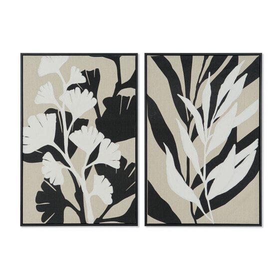 Картина городская Home ESPRIT Белый Чёрный Бежевый Лист растения 63 x 4,3 x 93 см (2 штуки)