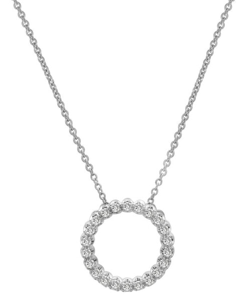 Diamond Circle 18" Pendant Necklace (1/4 ct. t.w.) in Platinum, 18" + 2" extender, Created for Macy's