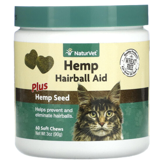 Hemp Hairball Aid + Hemp Seed, For Cats, 60 Soft Chews, 3.1 oz (90 g)