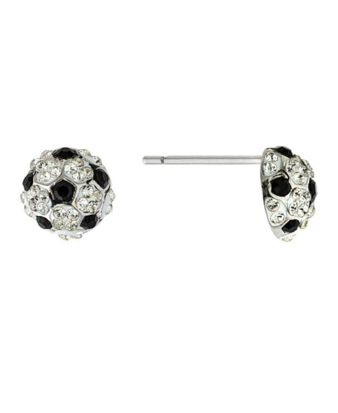 Crystal Pave Soccer Ball Stud Earrings in Sterling Silver