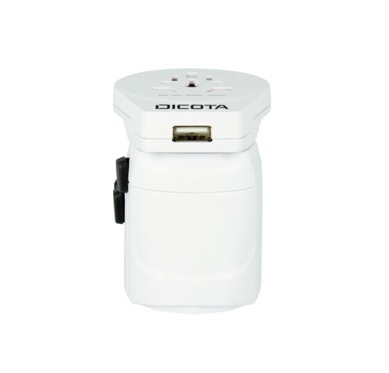 World Adapter PRO & USB - Universal - Indoor - 100-250 V - White - Plastic - 57 mm
