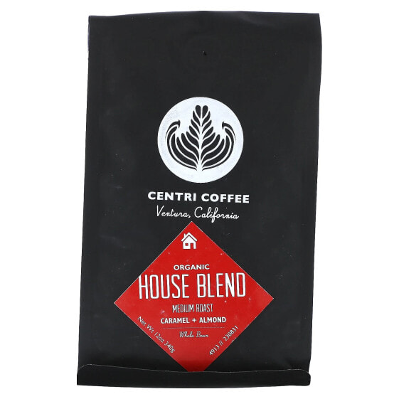 Centri Coffee, Organic House Blend, Caramel + Almond, Whole Bean, Medium Roast, 12 oz (340 g)