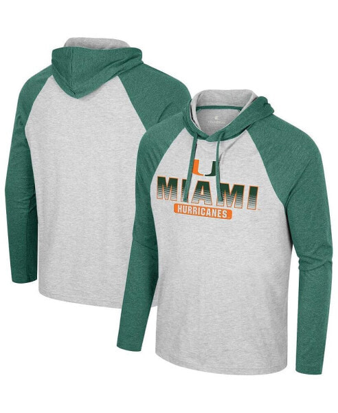 Men's Heather Gray Miami Hurricanes Hasta La Vista Raglan Hoodie Long Sleeve T-shirt
