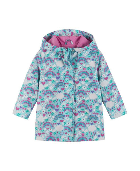 Little Girls Rainbow Print Color Change Raincoat