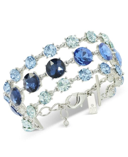 Silver-Tone Color Stone Triple Row Flex Bracelet, Created for Macy's