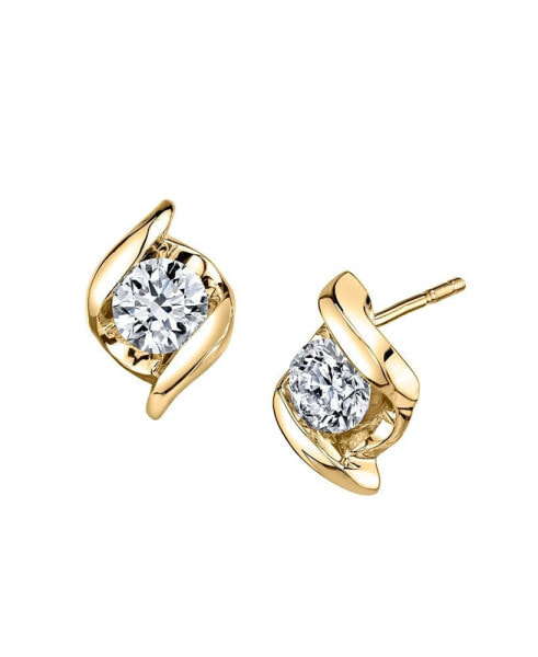 Diamond (1/5 ct. t.w.) Twist Earrings in 14k Yellow Gold