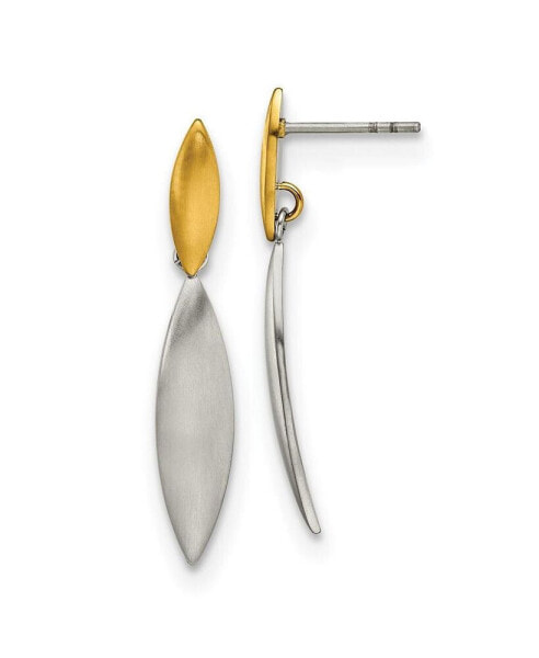 Stainless Steel Brushed Yellow IP-plated Dangle Earrings
