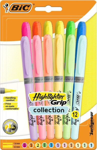 Bic Zakreślacz Highlighter Grip Pastel mix 12szt BIC
