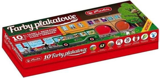 Herlitz Farby plakatowe 10 kolorów Premium (0009572405)