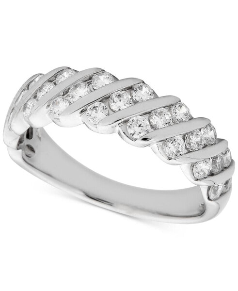 Diamond 3-Row Band Ring (1 ct. t.w.) in 14k White Gold