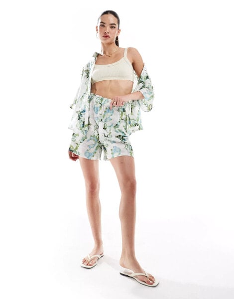 Object relaxed short co-ord in ocean marble print