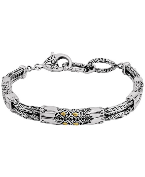 Bali Dragon Skin Chain Bracelet in Sterling Silver and 18K Gold