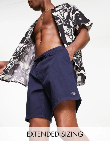 GANT logo drawstring woven shorts in navy