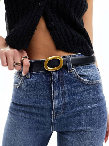 ASOS DESIGN waist and hip jeans belt with oval buckle design