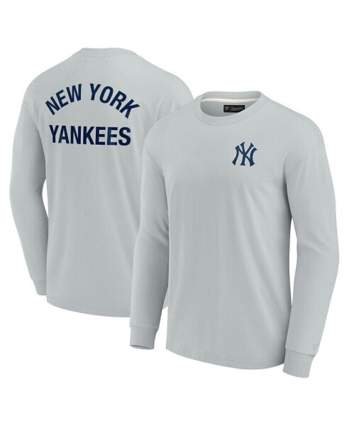 Men's and Women's Gray New York Yankees Super Soft Long Sleeve T-shirt