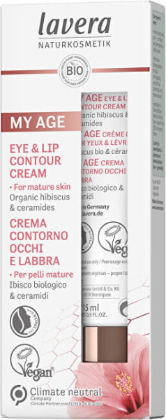 lavera My Age Eye & Lip Contour Cream Антивозрастной крем для кожи вокруг глаз и губ для возрастной кожи 50+ 15 мл