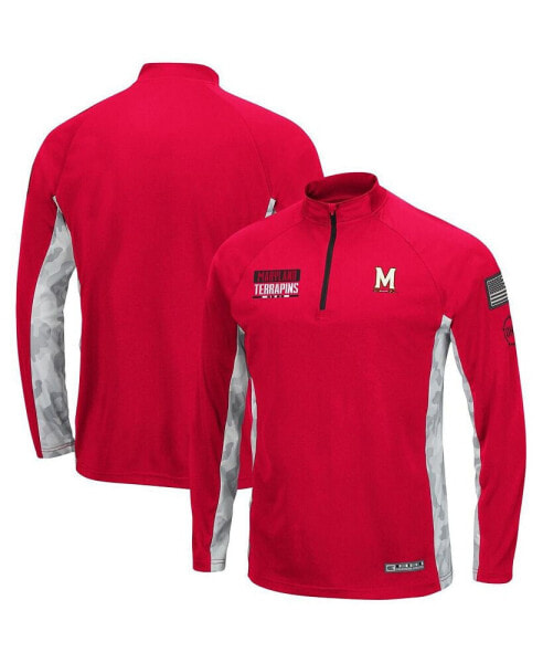Men's Red Maryland Terrapins OHT Military-inspired Appreciation Snow Cruise Raglan 1/4-zip Jacket