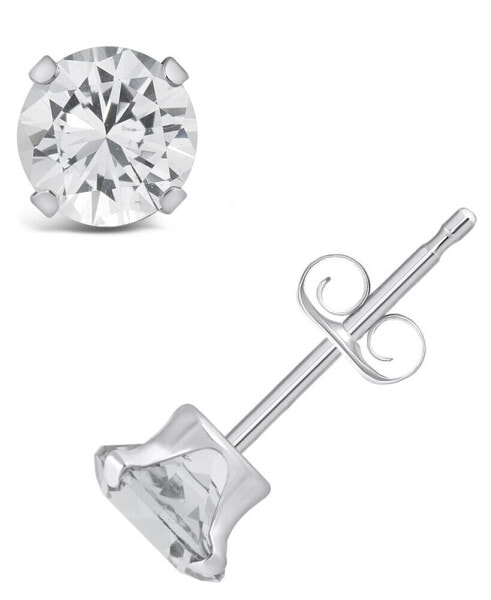 Gemstone Stud Earrings in 10k White Gold