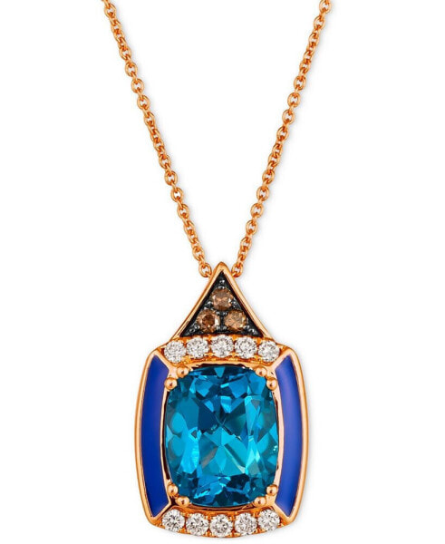 Le Vian deep Sea Blue Topaz (2-1/2 ct. t.w.), Nude Diamonds (1/6 ct. t.w.) & Chocolate Diamonds (1/20 ct. t.w.) Adjustable Pendant Necklace in 14k Rose Gold, 18" + 2" extender