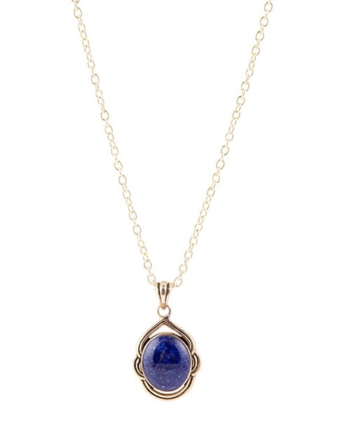 Nova Genuine Blue Lapis Oval Pendant Necklace