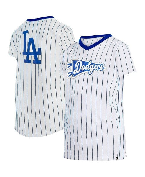 Футболка для малышей New Era Белая фирменная Футболка с полосками Los Angeles Dodgers