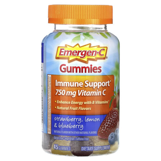 Витамин C Emergen-C Жевательные мармеладки для поддержки иммунитета, клубника, лимон и черника, 45 мармеладок