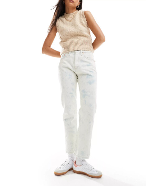 Levi's 501 straight fit crop jeans in bleach blue