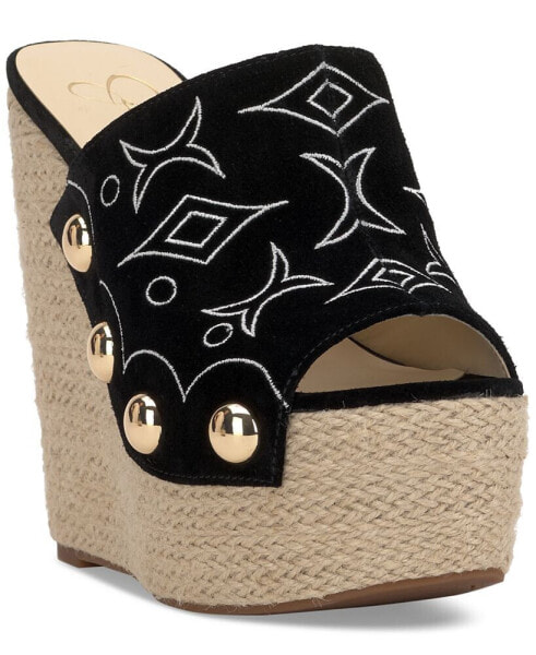 Vadim Embroidered Platform Espadrille Wedge Sandals