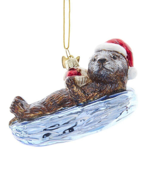 Kurt Adler 4In Noble Gems Glass Sea Otter Ornament Multicolor