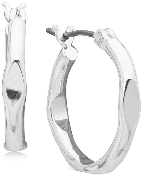 Silver-Tone Small Pinched Hoop Earrings, 0.6"