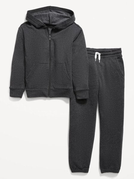 Gender-Neutral Zip Hoodie & Jogger Sweatpants Set for Kids