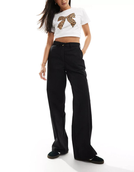 DTT high waisted smart trousers in black