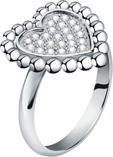 Romantic steel ring with clear Dolcevita SAUA14 crystals