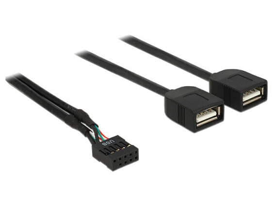 Разъем USB Delock 0.4 м - 2 x USB A - USB 2.0 - Female/Female - 480 Mbit/s - черный