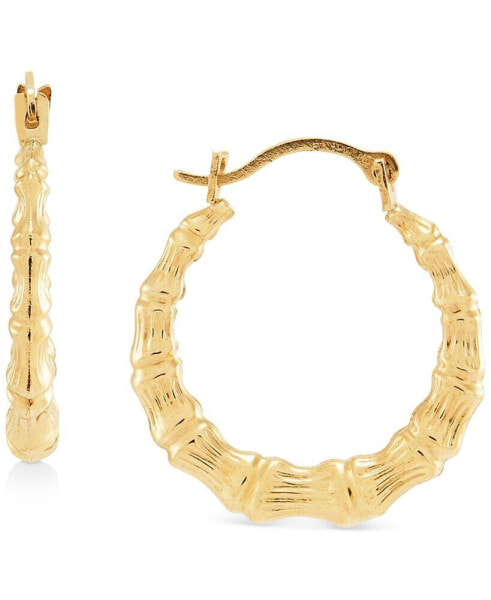 Серьги Macy's Textured Bamboo-Look Small Hoop  in 10k Gold 5/8