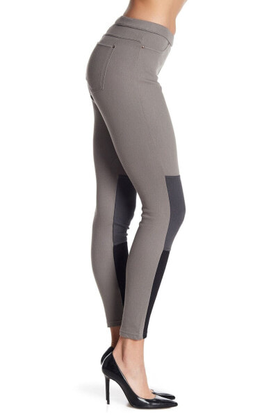 HUE Women's Colorblocked Denim Leggings, Steel Gray Size Medium(8-10) 144000