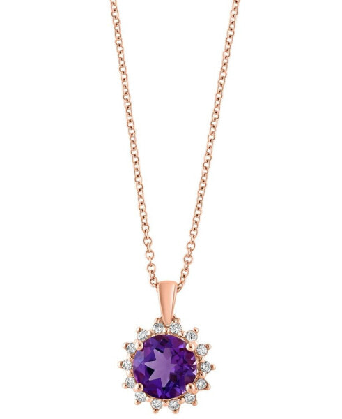 EFFY® Amethyst (1-7/8 ct. t.w.) & Diamond (1/6 ct. t.w.) 18" Pendant Necklace in 14k Rose Gold (Also in Blue Topaz & Citrine)