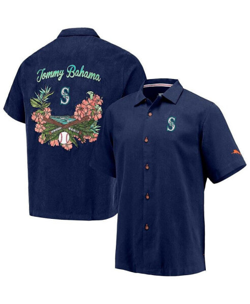 Men's Navy Seattle Mariners Baseball Bay Button-Up Shirt